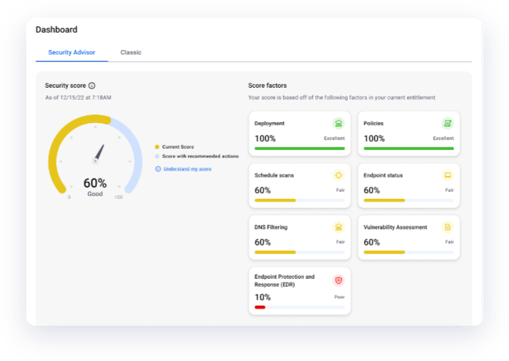 security advisor dashboard